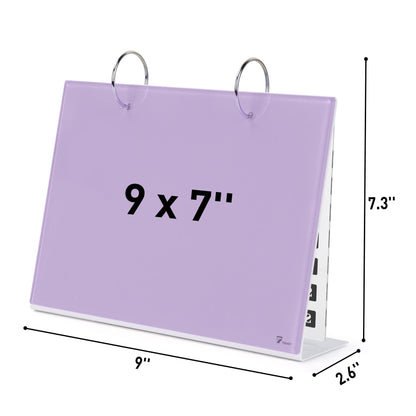 Desktop Glass Dry Erase & Acrylic Aesthetic Desk Calendar Weekly To-do List Combo, Small Magnetic Standing Whiteboard, Desk Flip Easel Calendar with Accessories for Home Office Supply, Purple, 9 x 7''