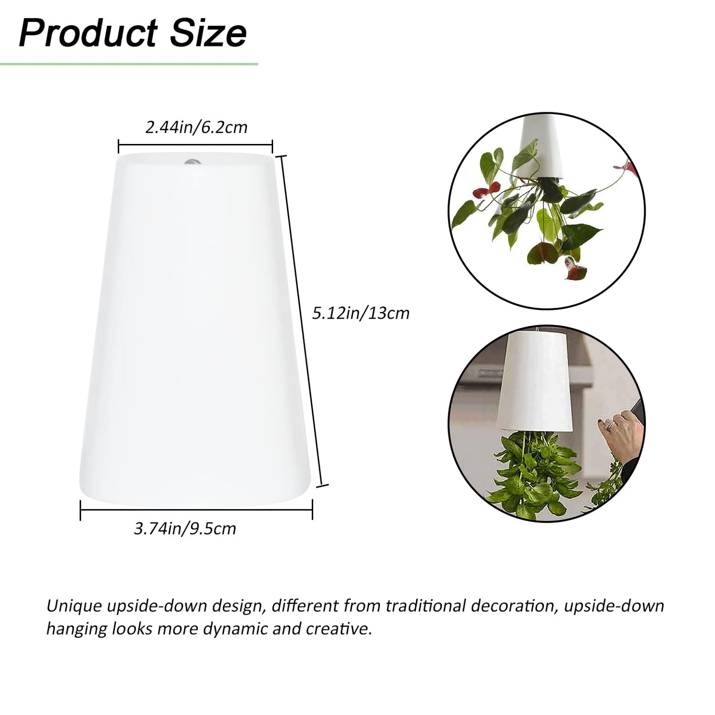 SYOOY 2 PCS Upside-Down Planter Hanging Flower Pot Planter for Balcony Garden Home Decoration (White)