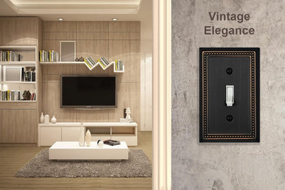 OKAWYC Single Toggle Light Switch Cover Belaire Beaded Metal Wall Plate, 4-Pack Aged Bronze 1 Gang, Oil Rubbed Bronze Light Switch Cover Decorative Wallplate, Durable