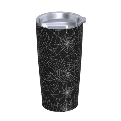 TOUNHEYA Halloween Tumbler with Lid and Straw Spider Web 20oz Insulated Stainless Steel Cup Black White Travel Coffee Mug Water Bottle for Women Gift for Birthday Christmas