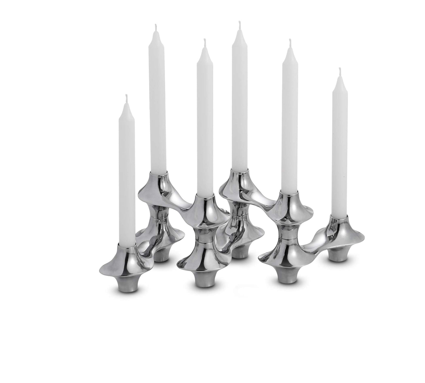 nambe Cortina Hinged Candelabra | Metal Candle Holder for Six Candles | Silver Candlestick Holders for Taper Candles | Table Centerpiece for Christmas, Thanksgiving, Dinner Party, Wedding, Table