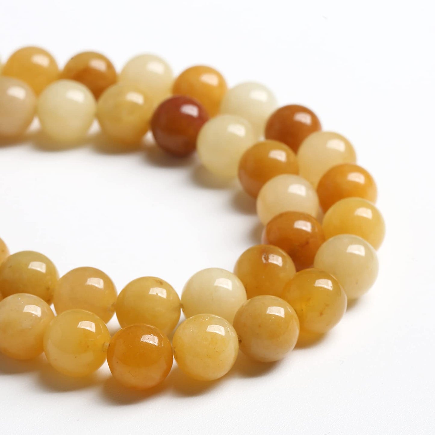 8MM 45PCS Natural Stone Yellow Jade Loose Beads for Jewelry Making DIY Bracelet 1 Strand