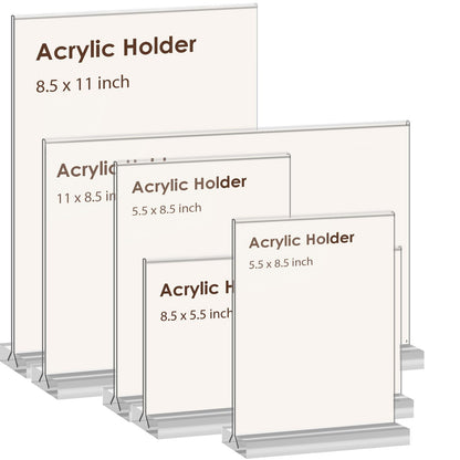 newnewshow Acrylic Sign Holder 8.5x5.5 Inch 3 Pack Horizontal T Shape Double-Sided Desktop Display Holder. (Optional 8.5x11 8.5x5.5 5x7 Horizontal and Vertical)