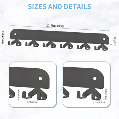 Yoanxong 2 Pack Key Holder for Wall, Key Hooks Wall Mount with 12 Hooks, No Drilling Required, Self-Adhesive Key Rack, Key Hanger Wall Mount for Corridor, Kitchen, Living Room - Gray