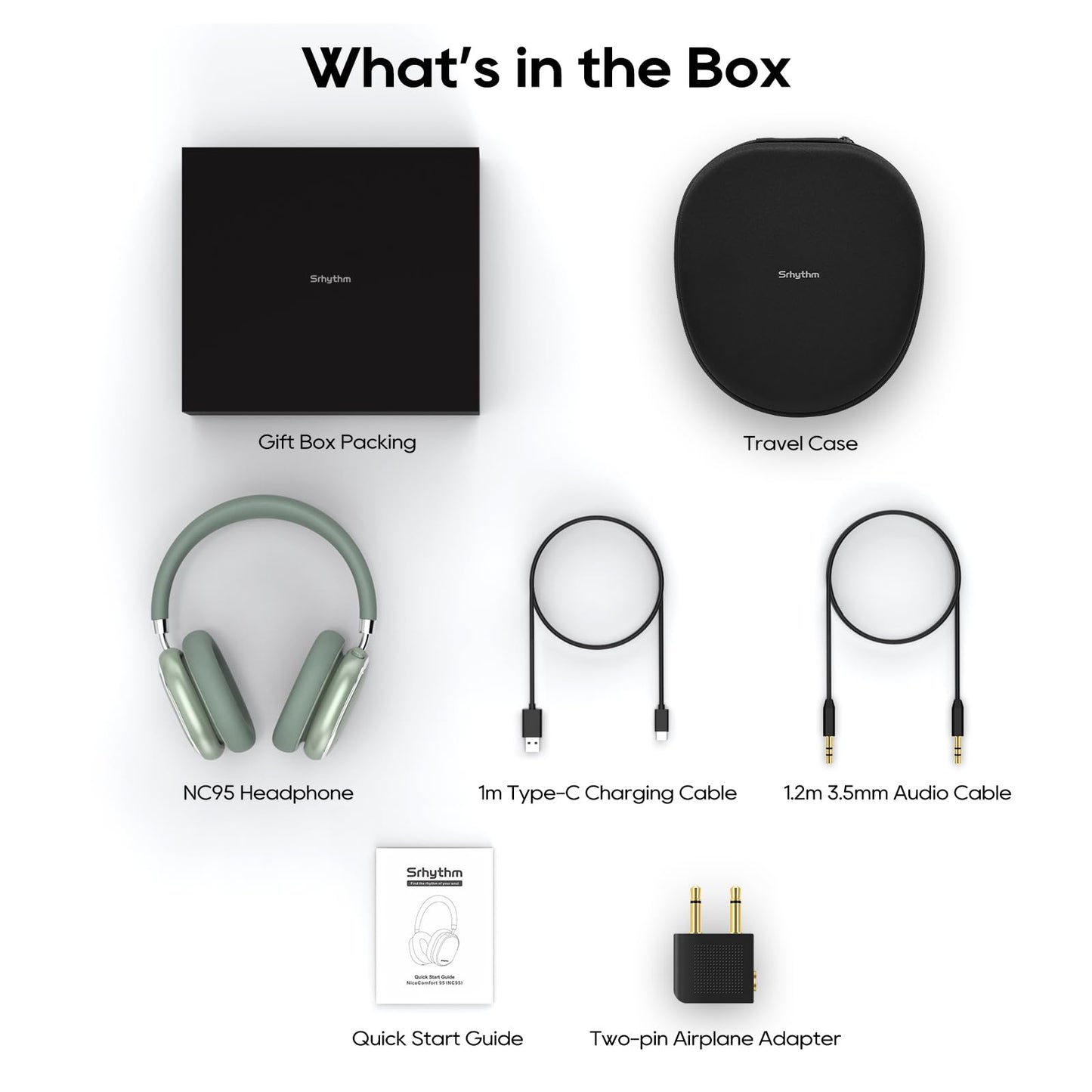 Srhythm NiceComfort 95 Hybrid Noise Cancelling Headphone Wireless, Bluetooth Headset with Transparency Mode,ENC,HD Sound