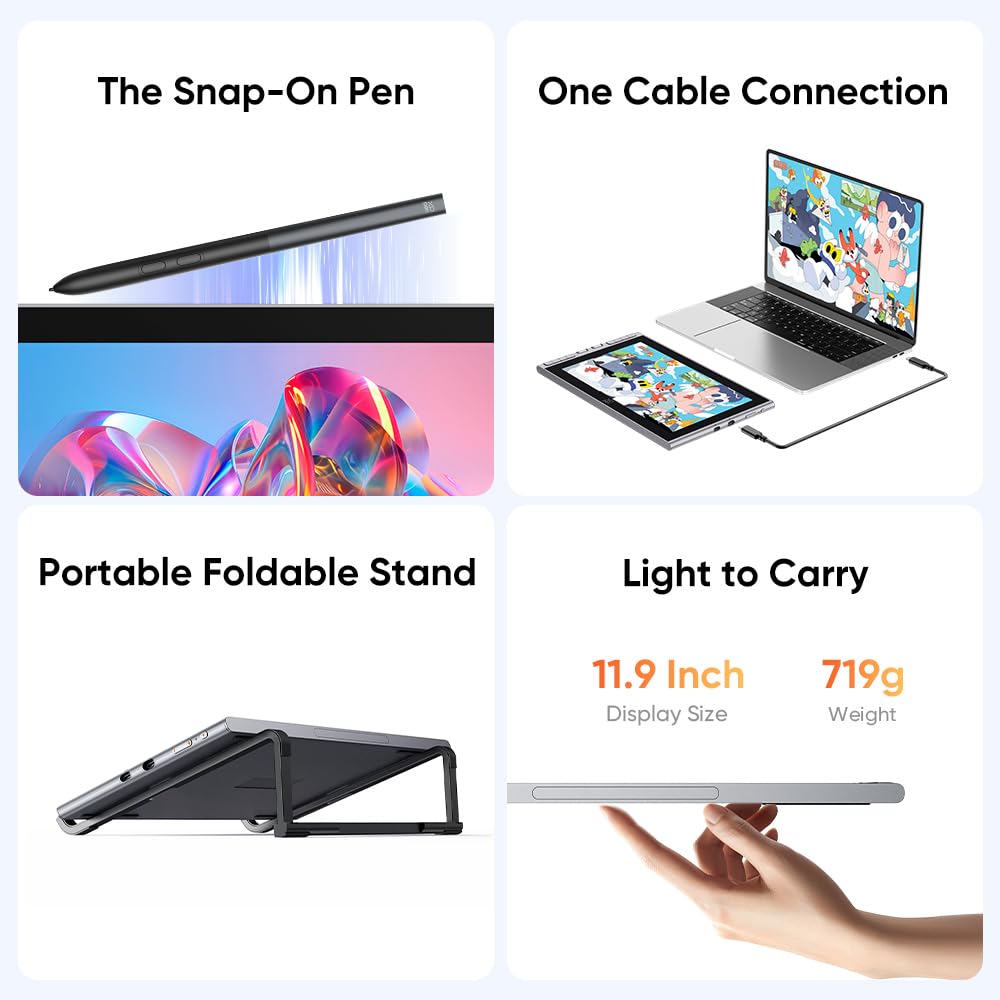 XPPen Artist 12 3rd 11.9" Drawing Tablet with Screen - 16384 Pressure X4 Chip Stylus, 99% sRGB Pro Gamut with OSD, Full-Laminated Anti-Fingerprint Etched Glass, for Android PC Professional Art