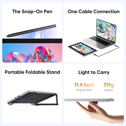 XPPen Artist 12 3rd 11.9" Drawing Tablet with Screen - 16384 Pressure X4 Chip Stylus, 99% sRGB Pro Gamut with OSD, Full-Laminated Anti-Fingerprint Etched Glass, for Android PC Professional Art
