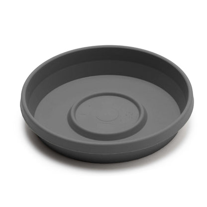 Bloem Terra Pot Round Drain Saucer: 14" - Charcoal - Matte Finish, Durable Resin, Ribbed Bottom, for Indoor and Outdoor Use, Gardening, Planter Not Included