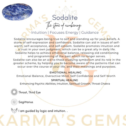 Sodalite - Rubbing Natural Thumb Worry Stone - Hold in Your Hand for Relaxation or Anxiety Relief - Enhance Meditation, Aid in Healing the Mind, Body and Spirit