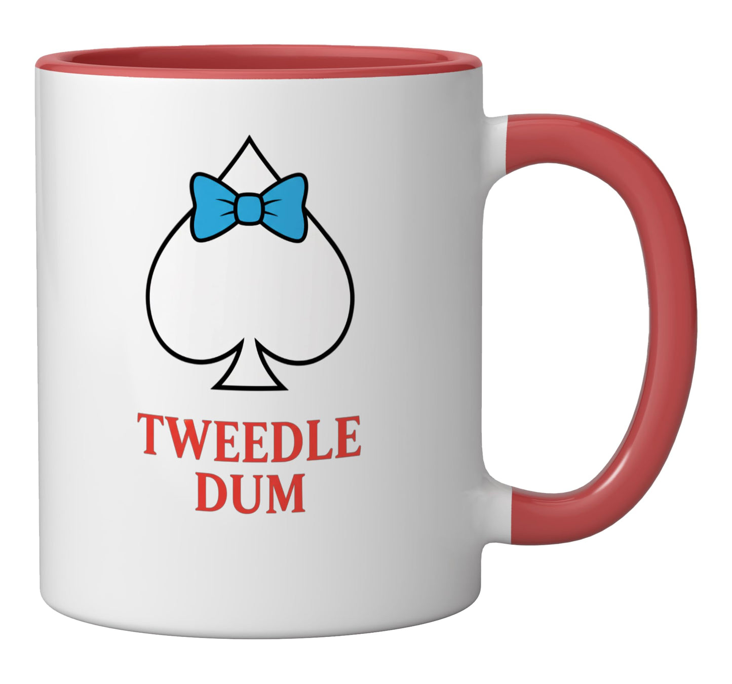 Halloween Tweedle Dum Spade Bow Costume Idea Ceramic Mug, Red/White