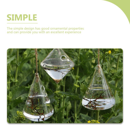 Unomor Geometric Glass Wall Hanging Vase Set of 3, Hydroponic Planter Bottles for Indoor Home Décor, Terrarium Glass Plant Containers for Living Room and Office