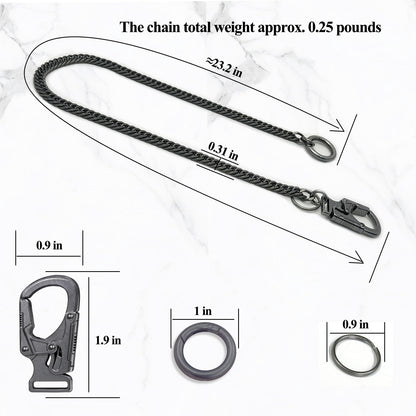 Ahiller Biker Key Wallet Chain, Fancy Stainless Steel Pant Pocket Purse Jean Handbag Belt Chain with Small Double Locking Mechanism Carabiner for Men Women-YK