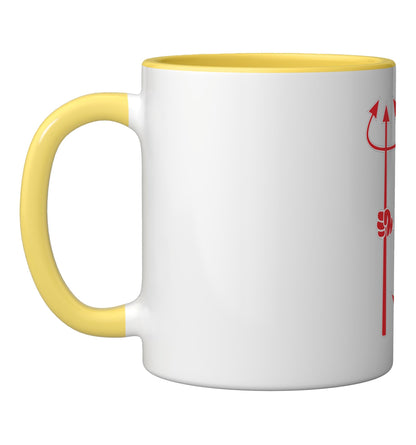 Funny Halloween Party Devil Egg Yolk Food Lover Lazy Costume Ceramic Mug, Yellow/White