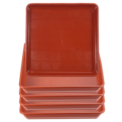 PATIKIL Plant Saucer Tray, 5 Pack 14 Inch Square Plant Saucer Heavy Planter Pot Saucers Large Deep Flower Planter Drip Tray for Indoor Outdoor Plants, Terracotta