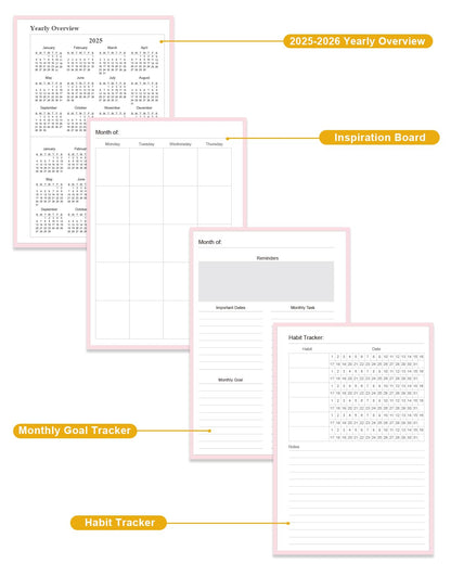 Academic Planner for 2026-2027 or Anytime – 5.8" x 8.5" Undated Weekly Student Planner For Homeschool, High School, College & Nursing Students, 200 Pages, Pink