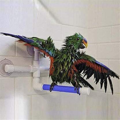 Litewoo Bird Shower Perch with Suction Cup Parrot Window Wall Stand Bath Toys (1 Sticks)