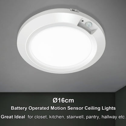 Awanber Motion Sensor Battery Powered Night Light, Closet Light with Motion Activated Wireless LED Lights Battery Operated for Pantry Shed Bathroom Attic Stair - 210LM 6000K Cool White (Pack of 2)