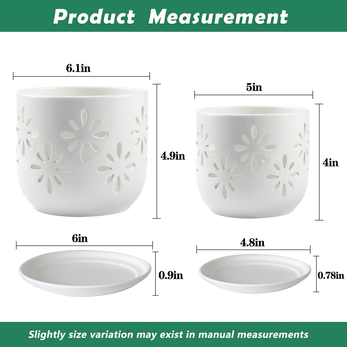 EFISPSS Orchid Pot 5+6 Inch, Ceramic Orchid Pots with Holes, Enhance Good Ventilation and Drainage, Orchid Pots Indoor/Outdoor Plants or Repotting -White