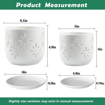 EFISPSS Orchid Pot 5+6 Inch, Ceramic Orchid Pots with Holes, Enhance Good Ventilation and Drainage, Orchid Pots Indoor/Outdoor Plants or Repotting -White