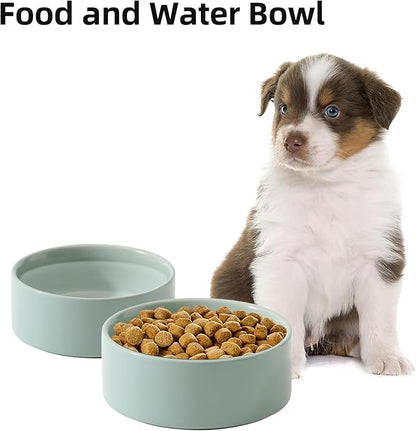 Havniva Cat Bowls Water Bowl Set of Two, 6.1” Ceramic Cat Food and Water Bowl Whisker Friendly Pet Food Bowls for Indoor Cats, Wide Cat Water Dish Prevent Whisker Fatigue Non Slip Cat Feeder