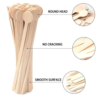 HLSN 200Pcs Coffee Stirrers- 5.9 Inch Natural Wooden Coffee Stirrers With Round Ends, Disposable Biodegradable Cafe Grade Coffee Stir Sticks Wood Beverage Mixer for Coffee Cocktails Milk Tea