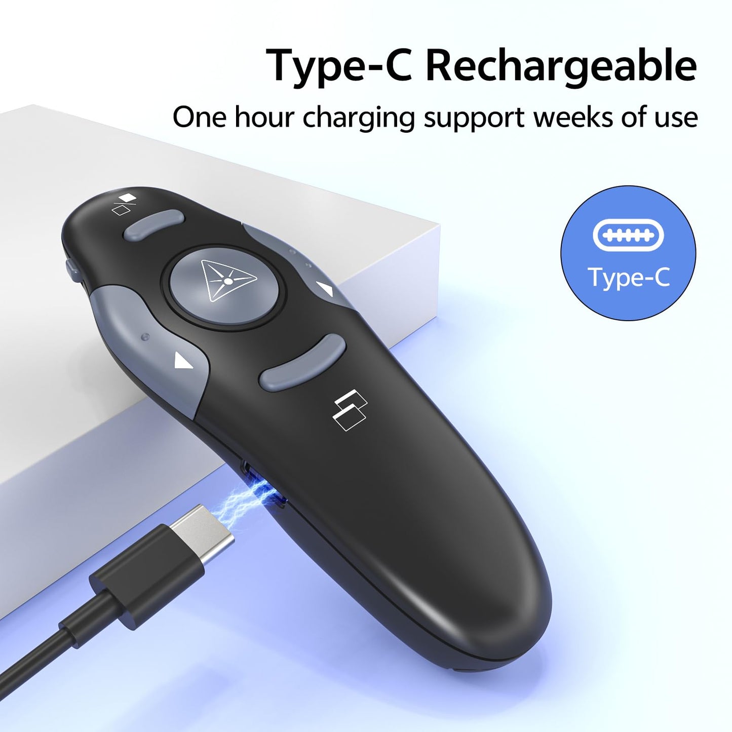 [4 Units] Presentation Clicker with 4 Cases: PowerPoint Wireless Presenter Remote USB Type C Rechargeable Red Laser Pointer Clickers Computer Project Mac PPT Slideshow Google Slide Advancer