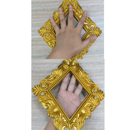 Mewutal 2 Pack Gold Curtain Tiebacks Square Curtain Holdbacks Plastic Curtain Clips Buckle Drapery Holdbacks Crystal Drapery Tiebacks for Home Window Decoration, with Fixing Rod (Gold Rhombus)