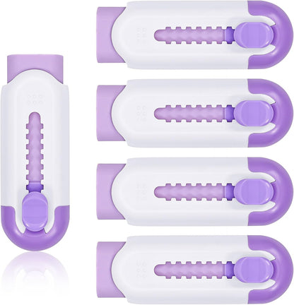 Pencil Erasers, Retractable Erasers for Pencils - White Purple, Pack of 5