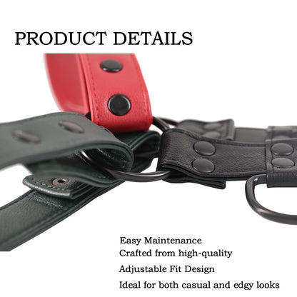 Harness for Men Adjustable Body Chest Harness Belt Clubwear for Halloween Christmas (Red)