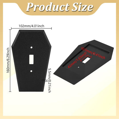 AHANDMAKER 2Pcs Light Switch Cover Decorative Outlet Covers Coffin Shape Wall Plates Switch Plate Covers for Home Decor Single Toggle Wall Plate for Decorator Receptacle Outlet, Black