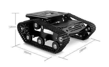 XiaoR Geek Smart Robot Car Chassis Kit Full Metal Big Tank Chassis with 2WD Motors for Arduino Raspberry Pi Jetson Python DIY Smart Car Learning Kit(Black, with DC Motor)