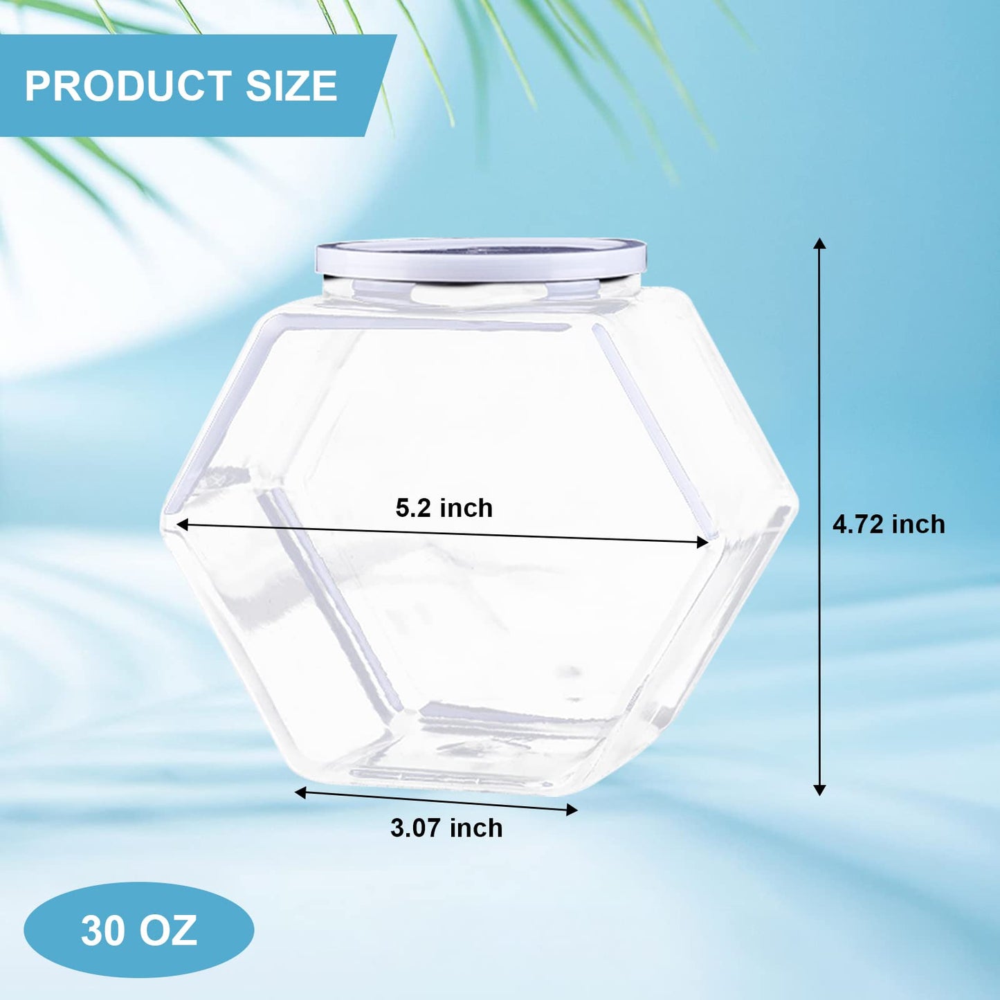 Merkaunis 12 Pcs Hexagon Plastic Jars 30oz Clear Candy Jar Plastic Cookie Jars with Airtight Lids Wide Mouth Reusable Containers Bulk Coffee Candy Display for Dog Treat Gifts Buffet Laundry Pod