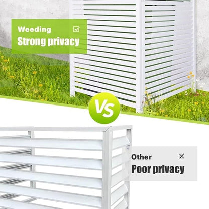 Modern White Vinyl Pool Equipment Enclosure Fence 36" W X 45" H 2 Panels with Metal Stake