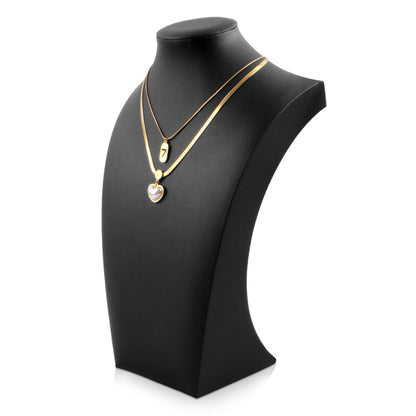 Homeanda Necklace Display Bust - PU Leather Jewelry Bust Stand for Photography, Boutique Display, and Home Organisation(Polyurethane-Black-13.4" x8.2)