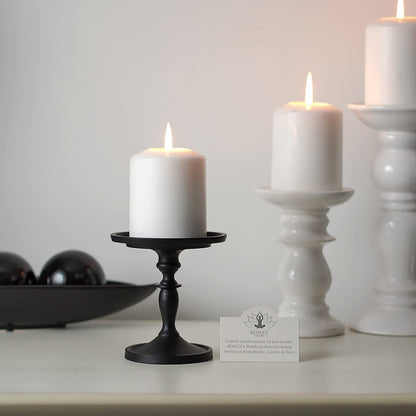 Hosley Black Pillar Holder 4.75 Inch High. Ideal Gift for Wedding Party Special Occasion or as a Candle Holder