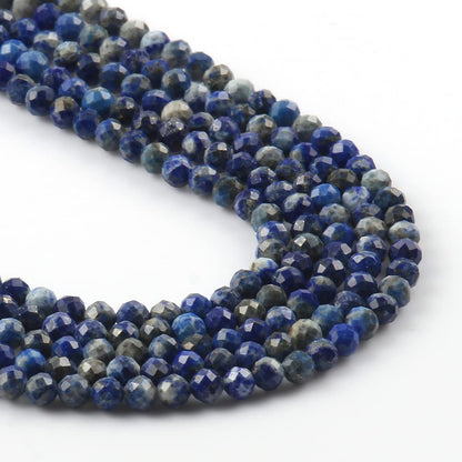 Song Xi 90pcs 4mm Natural Lapis Lazuli Gemstone Beads Faceted Round Loose Stone Beads for Jewelry Making (1 Strand)