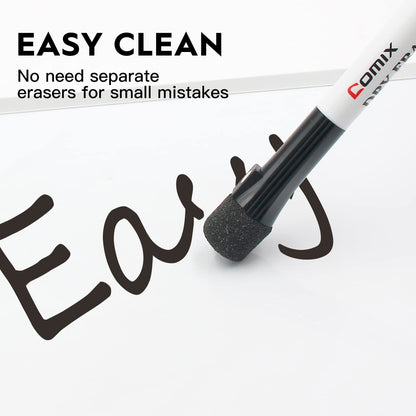 Comix Magnetic Dry Erase Markers, Fine Tip Black Whiteboard Markers with Eraser Cap, Low Odor Black Markers for Kids Teachers
