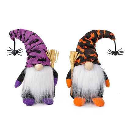 Cuiforest Halloween Gnomes Decor - Spider Elf Figurine Plush Witch Decorations Table Gifts (Purple)
