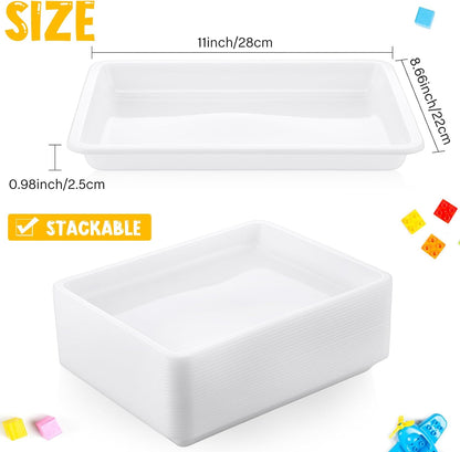 Maitys 24 Pcs Plastic Art Trays 11 x 8.7 x 1 Inch Activity Craft Tray Organizer Serving Tray Stackable Storage Sand Trays for School Painting Beads Crafts DIY Projects(White)
