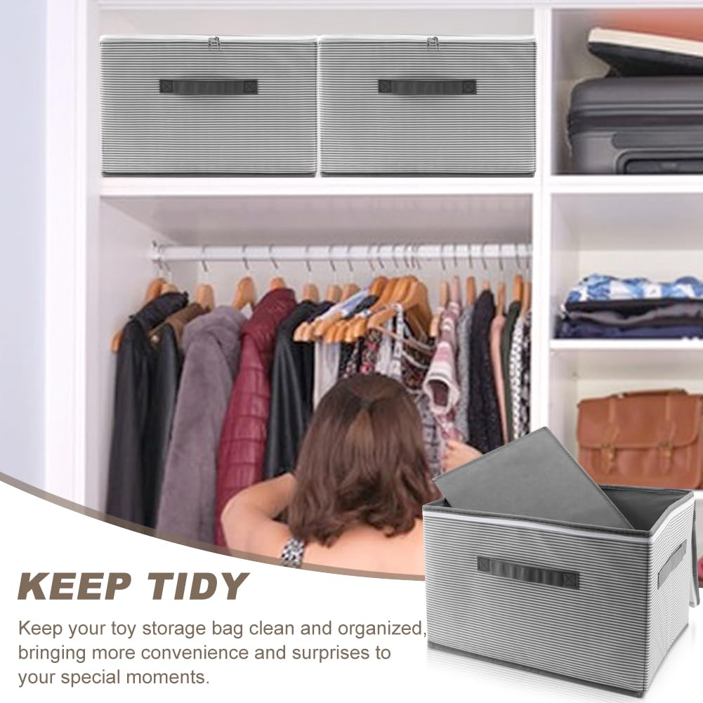 Discreet Lockable Toy Bag Storage Organizer,15 x 10 x 10 Inches Adult Toy Bag Storage Bins Case with Zipper Lid for Women and Men(Gray Stripes)