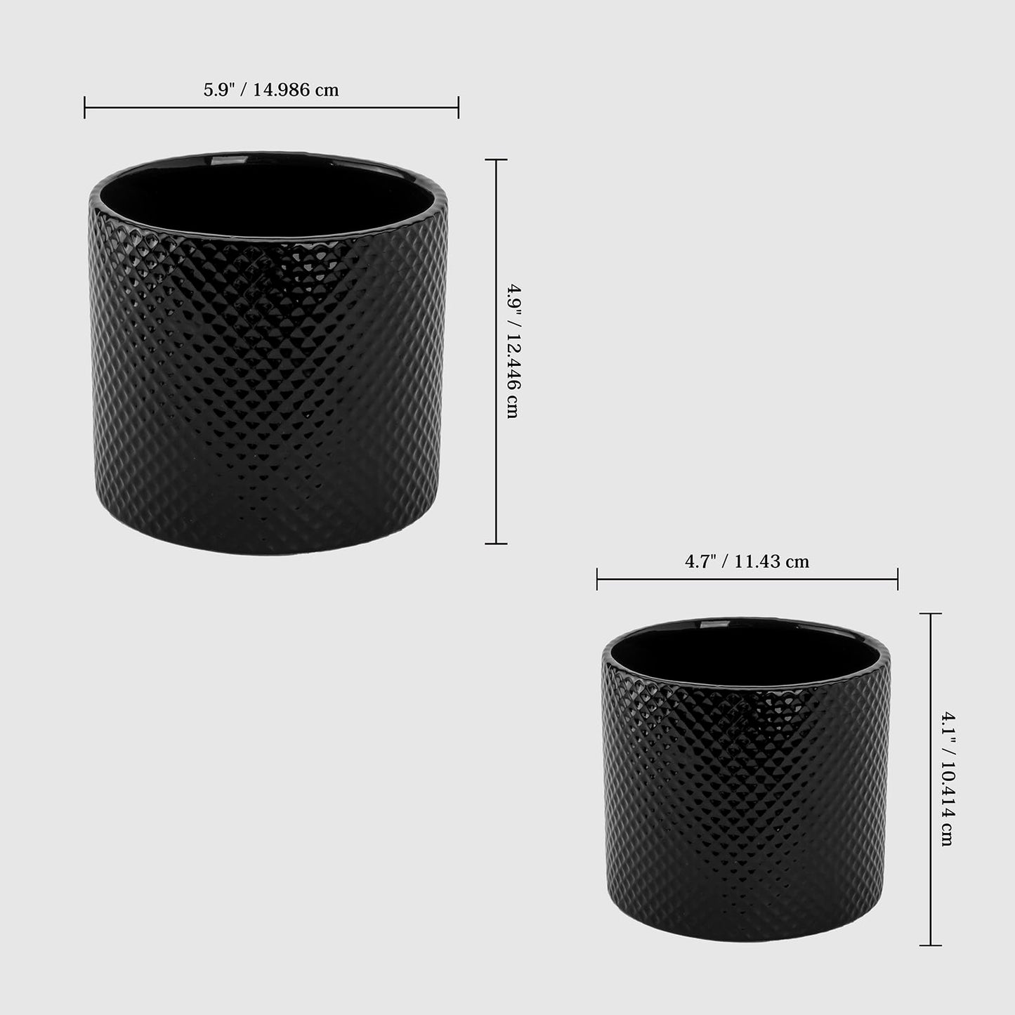 ROMANDECO CRAFT Indoor Plant Pot Flower Holder Ceramic Houseplant Pots inch with Hole 5.9in + 4.7in 2pcs (Not Contain Plant)