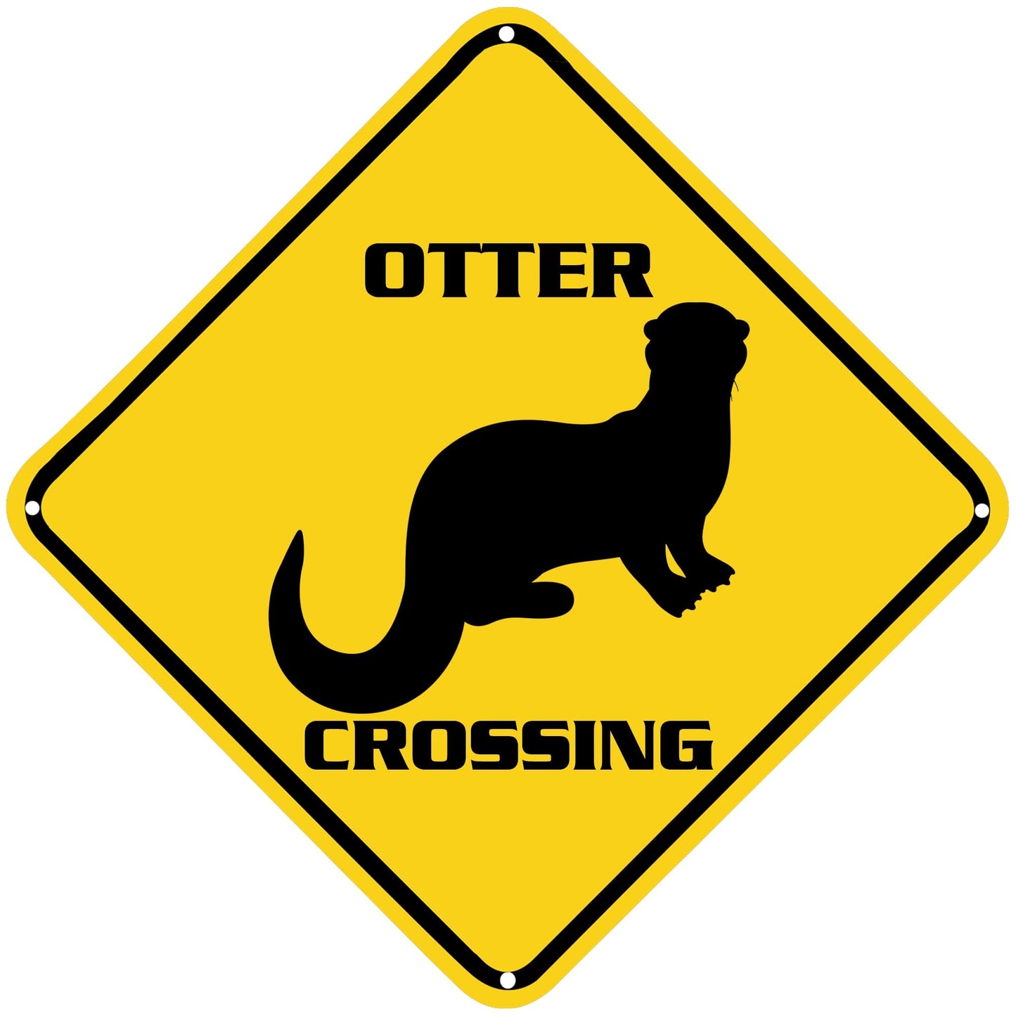 ZMEIZ Otter Crossing Warning Sign Otter Animal Caution Yellow Wall Art Decorative Decor For Fence Home Farmhouse Yard Road Quality Metal Sign 12x12 Inches