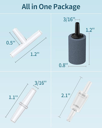 Pawfly Aquarium Air Pump with Nano Bio Sponge Filter Kit Air Control Valve Airline Tubing and Check Valve Accessories