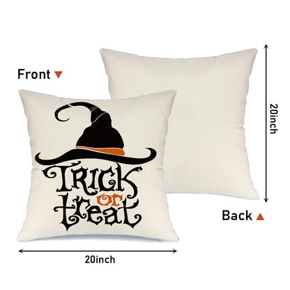 MODOVOS Halloween Pillow Covers 20x20 Set of 4 Spider Web Happy Halloween Decorations Jack-O-Lantern Pumpkin Throw Pillow Covers Witch Hat Trick or Treat Cushion Case for Sofa Couch