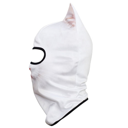 WTACTFUL 3D Animal Ears Balaclava Windproof Face Mask Cover Protection for Music Festivals Raves Halloween Party Riding Skiing Snowboarding Snowmobile White Cat MEB-27