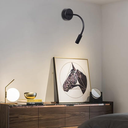 Wall Mounted Reading Lamp LED 3W Warm White 3000K Hardwired for Reading Matt Black(Black Hard-Wired 2PCS)