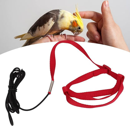 Elastic Parrot Harness Leash Bird Leash Bite Proof Harness Adjustable Parrot Flying Training Rope with Metal Hook Nylon Webbing for Cockatiels Walking (XL)