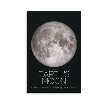 LGDSBHH Minimalist Earths Moon Solar System Canvas Wall Art - Educational Space Planet Poster - Science Classroom & Kids Bedroom Decor - 12x18 Inch (Unframed)