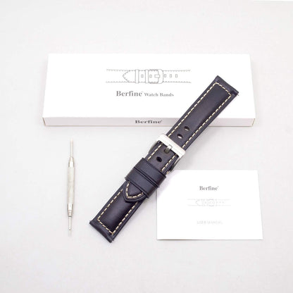 Berfine 18mm Quick Release Retro Leather Watch Band,Vintage Oil-tanned Pull-up Leather Watch Strap Replacement,Black Brown