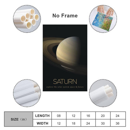 LGDSBHH Minimalist Saturn Solar System Canvas Wall Art - Educational Space Planet Poster - Science Classroom & Kids Bedroom Decor - 12x18 Inch (Unframed)